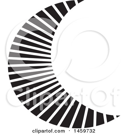 Clipart of a Sectioned Black and White Crescent Moon - Royalty Free Vector Illustration by Cherie Reve