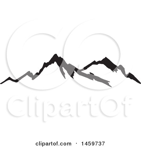Clipart of a Black Sketched Mountain Range - Royalty Free Vector Illustration by Cherie Reve