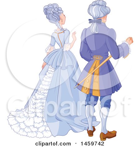 Clipart of a Rear View of an Aristocratic Couple - Royalty Free Vector Illustration by Pushkin