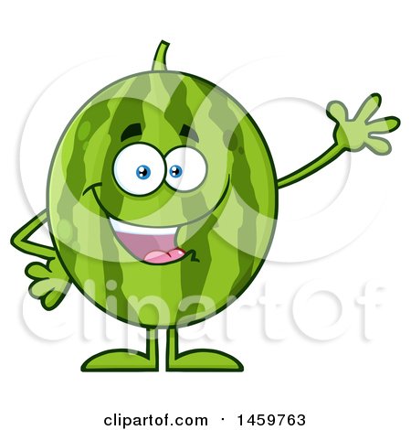 Clipart of a Happy Watermelon Character Mascot Waving - Royalty Free Vector Illustration by Hit Toon