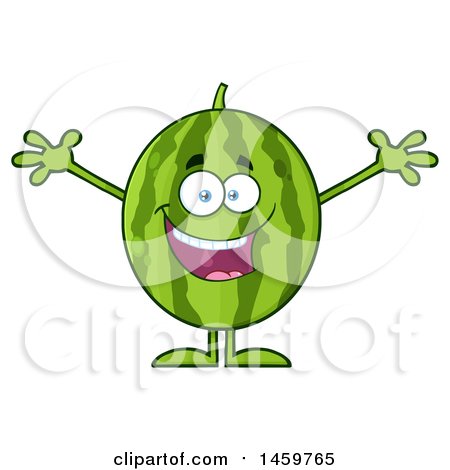 Clipart of a Happy Watermelon Character Mascot with Open Arms - Royalty Free Vector Illustration by Hit Toon