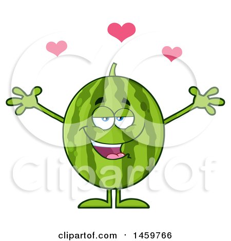 Clipart of a Loving Watermelon Character Mascot with Open Arms - Royalty Free Vector Illustration by Hit Toon
