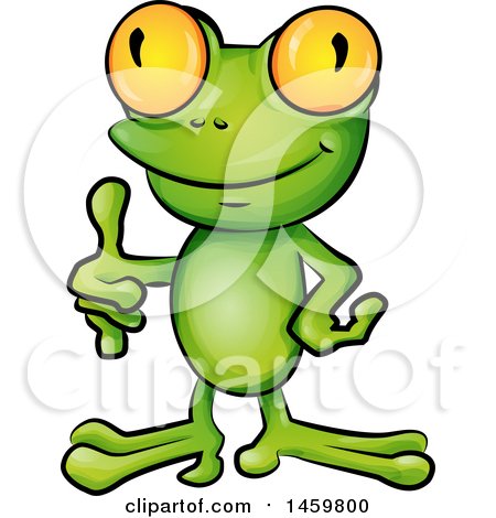 Clipart of a Cartoon Frog Giving a Thumb up - Royalty Free Vector Illustration by Domenico Condello
