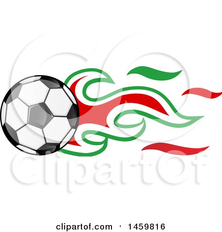 Clipart of a Soccer Ball with Iranian Flag Flames - Royalty Free Vector Illustration by Domenico Condello