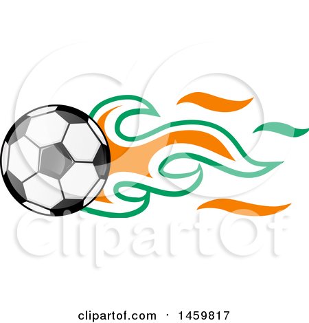 Clipart of a Soccer Ball with Ivorian Flag Flames - Royalty Free Vector Illustration by Domenico Condello