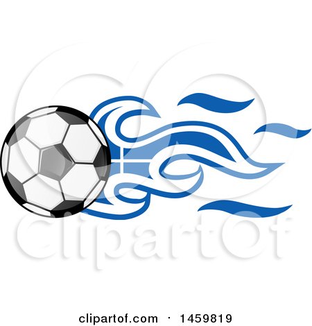 Clipart of a Soccer Ball with Greek Flag Flames - Royalty Free Vector Illustration by Domenico Condello
