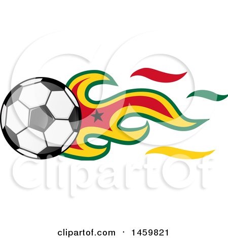 Clipart of a Soccer Ball with Ghanaian Flag Flames - Royalty Free Vector Illustration by Domenico Condello