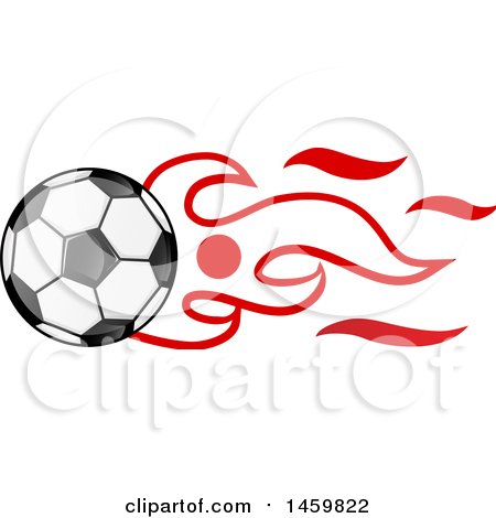 Clipart of a Soccer Ball with Japanese Flag Flames - Royalty Free Vector Illustration by Domenico Condello