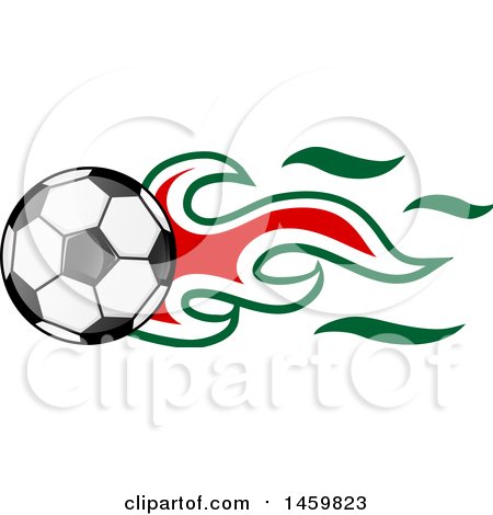 Clipart of a Soccer Ball with Algerian Flag Flames - Royalty Free Vector Illustration by Domenico Condello
