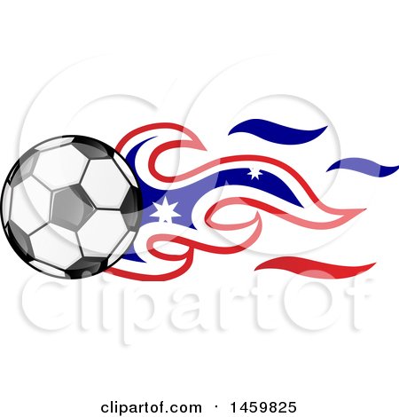 Clipart of a Soccer Ball with Australian Flag Flames - Royalty Free Vector Illustration by Domenico Condello