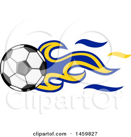 Clipart of a Soccer Ball with Bosnian Flag Flames - Royalty Free Vector Illustration by Domenico Condello