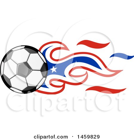 Clipart of a Soccer Ball with Chilean Flag Flames - Royalty Free Vector Illustration by Domenico Condello
