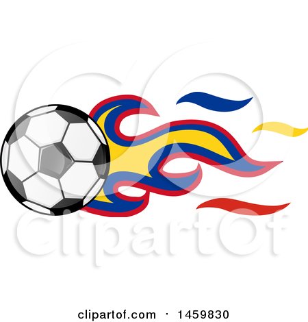 Clipart of a Soccer Ball with Colombian Flag Flames - Royalty Free Vector Illustration by Domenico Condello