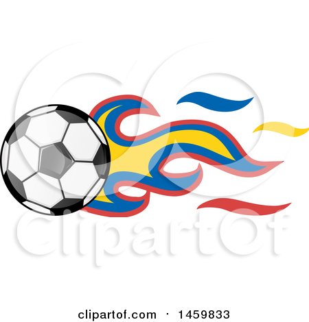 Clipart of a Soccer Ball with Ecuadorian Flag Flames - Royalty Free Vector Illustration by Domenico Condello