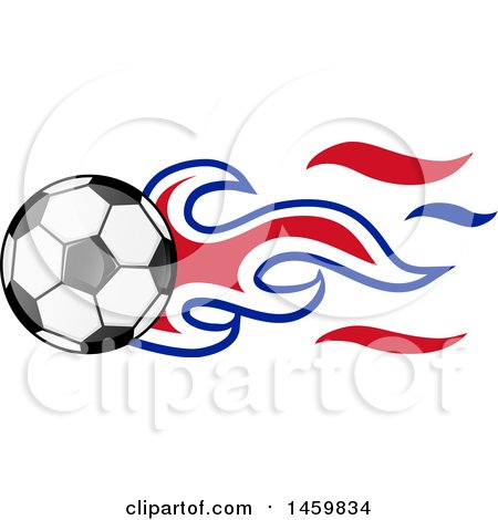 Clipart of a Soccer Ball with English Flag Flames - Royalty Free Vector Illustration by Domenico Condello