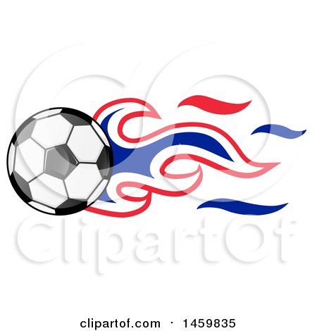Clipart of a Soccer Ball with French Flag Flames - Royalty Free Vector Illustration by Domenico Condello