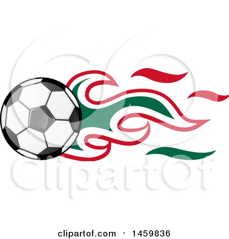 Clipart of a Soccer Ball with Mexican Flag Flames - Royalty Free Vector Illustration by Domenico Condello