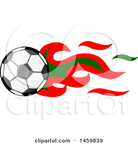 Clipart of a Soccer Ball with Portuguese Flag Flames - Royalty Free Vector Illustration by Domenico Condello