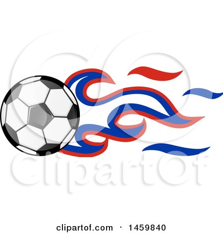 Clipart of a Soccer Ball with Russian Flag Flames - Royalty Free Vector Illustration by Domenico Condello