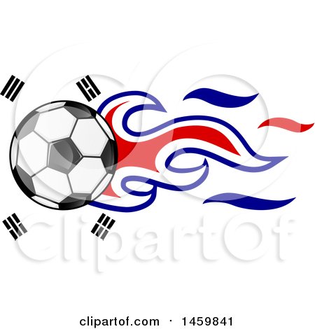 Clipart of a Soccer Ball with South Korean Flag Flames - Royalty Free Vector Illustration by Domenico Condello