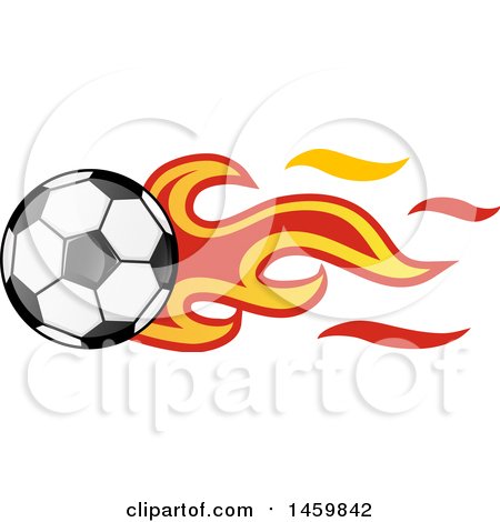 Clipart of a Soccer Ball with Spanish Flag Flames - Royalty Free Vector Illustration by Domenico Condello