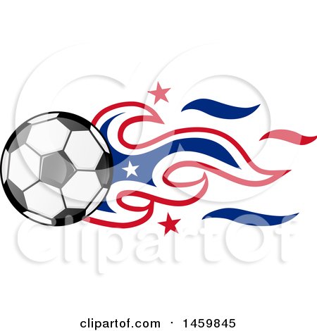 Clipart of a Soccer Ball with American Flag Flames - Royalty Free Vector Illustration by Domenico Condello