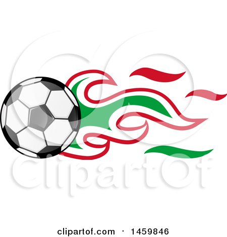 Clipart of a Soccer Ball with Italian Flag Flames - Royalty Free Vector Illustration by Domenico Condello
