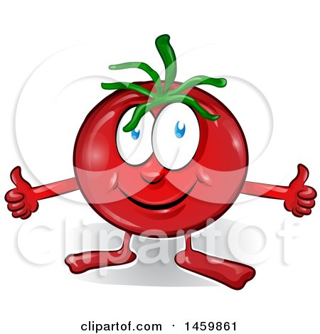 Clipart of a Cartoon Tomato Mascot Giving Two Thumbs up - Royalty Free Vector Illustration by Domenico Condello