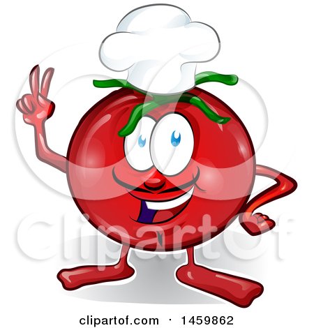 Clipart of a Cartoon Tomato Mascot Chef - Royalty Free Vector Illustration by Domenico Condello