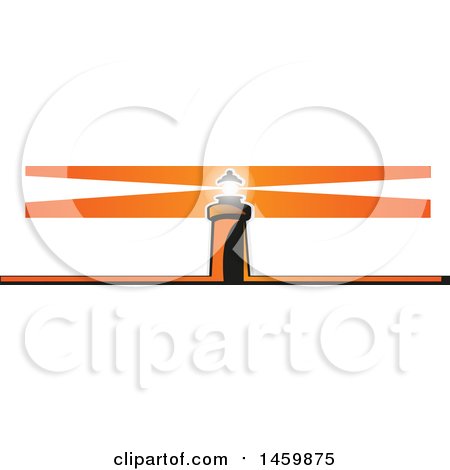 Clipart of a Gradient Orange Lighthouse and Beacon - Royalty Free Vector Illustration by Domenico Condello