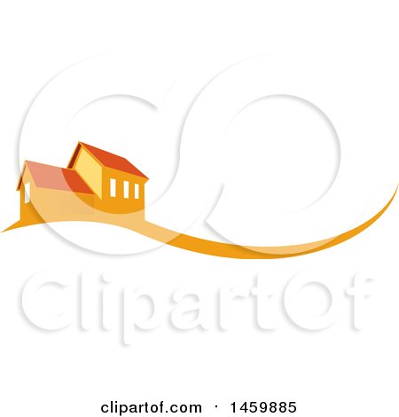 Clipart of an Orange House and Swoosh - Royalty Free Vector Illustration by Domenico Condello