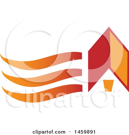 Clipart of a Gradient Red and Orange House - Royalty Free Vector Illustration by Domenico Condello