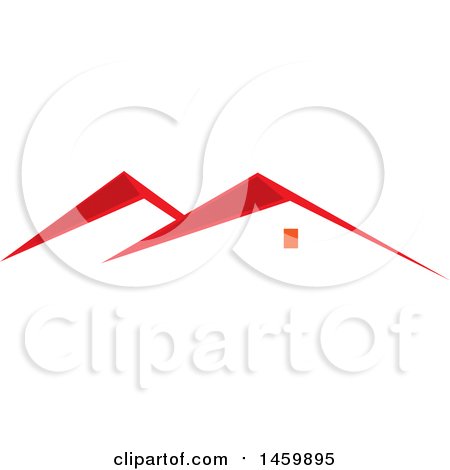 Clipart of a Red Roof Top of a House - Royalty Free Vector Illustration by Domenico Condello
