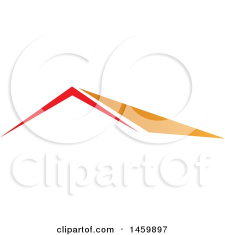 Clipart of a Red and Orange Roof Top of a House - Royalty Free Vector Illustration by Domenico Condello