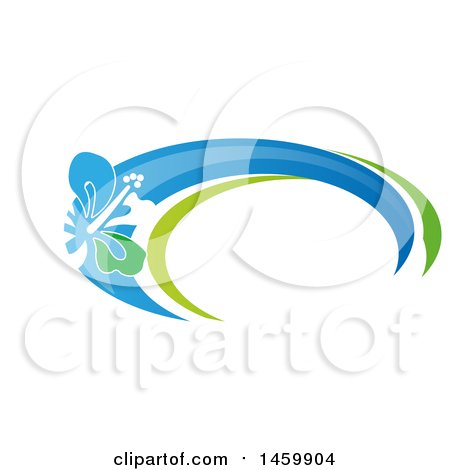 Clipart of a Tropical Hibiscus Flower and Swoosh Design - Royalty Free Vector Illustration by Domenico Condello