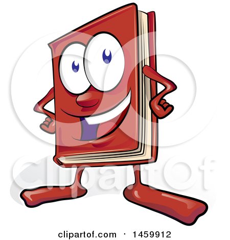 Clipart of a Cartoon Happy Red Book Mascot - Royalty Free Vector Illustration by Domenico Condello