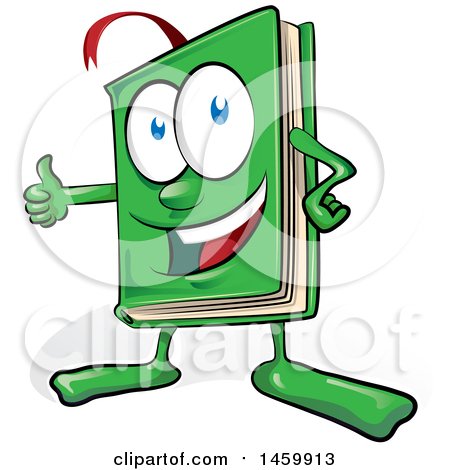 Clipart of a Cartoon Happy Green Book Mascot Giving a Thumb up - Royalty Free Vector Illustration by Domenico Condello