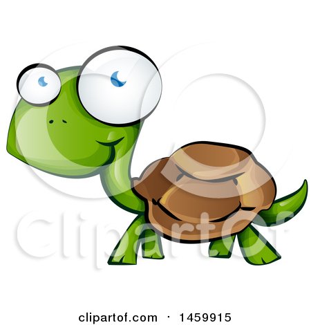 Clipart of a Cartoon Happy Walking Tortoise - Royalty Free Vector Illustration by Domenico Condello