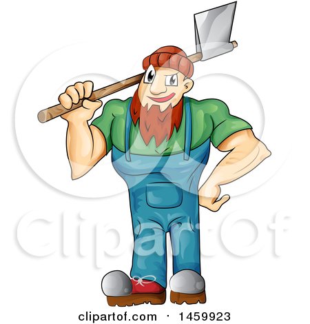 Clipart of a Cartoon Male Lumberjack Holding an Axe - Royalty Free Vector Illustration by Domenico Condello