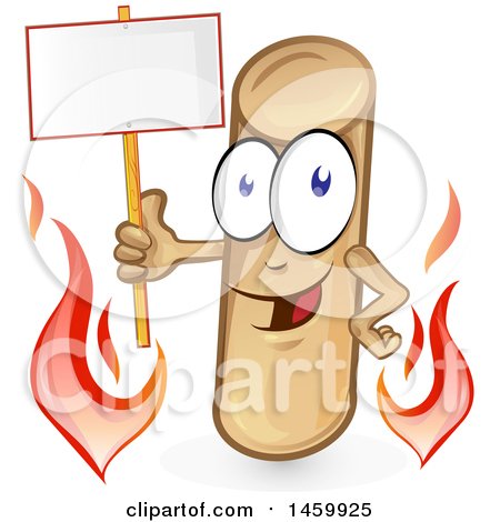 Clipart of a Cartoon Heating Pellet Mascot Holding a Blank Sign - Royalty Free Vector Illustration by Domenico Condello