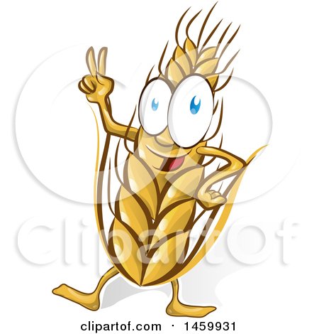 Clipart of a Cartoon Happy Wheat Mascot - Royalty Free Vector Illustration by Domenico Condello
