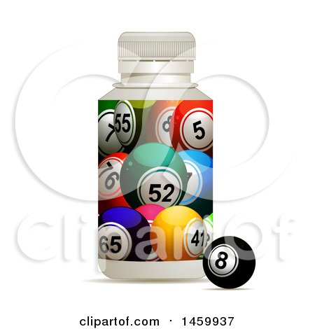 Clipart of a 3d Bottle with Bingo Balls - Royalty Free Vector Illustration by elaineitalia