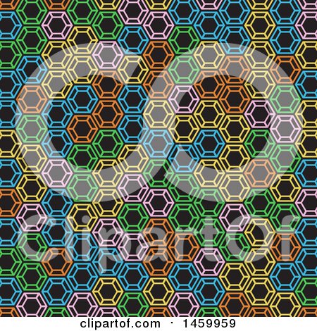 Clipart of a Colorful Geometric Pattern on Black - Royalty Free Vector Illustration by KJ Pargeter