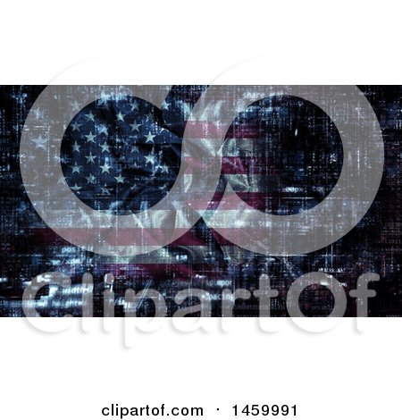 Clipart of a Dark Wrinkled American Frag Background with Binary Coding - Royalty Free Illustration by KJ Pargeter