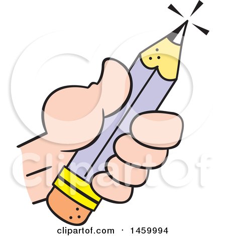 Clipart of a Hand Holding a Sharpened Pencil - Royalty Free Vector Illustration by Johnny Sajem