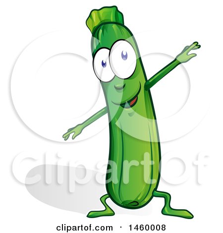 Clipart of a Green Zucchini Mascot - Royalty Free Vector Illustration by Domenico Condello