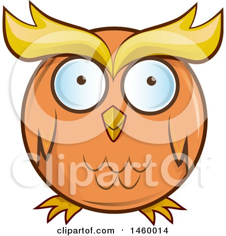 Clipart of a Cartoon Chubby Round Orange Owl - Royalty Free Vector Illustration by Domenico Condello