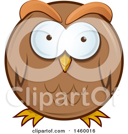 Clipart of a Cartoon Chubby Round Brown Owl - Royalty Free Vector Illustration by Domenico Condello