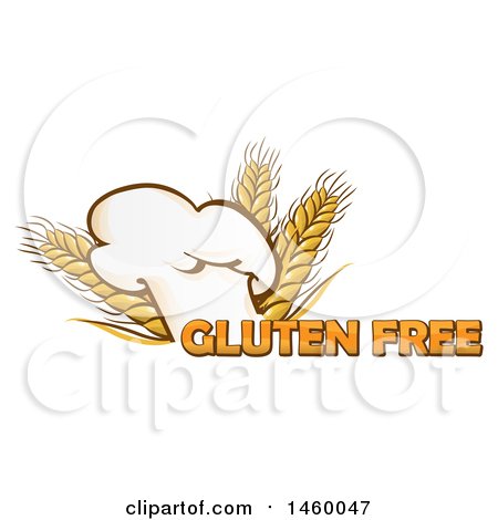 Clipart of a Toque Chef Hat and Gluten Free Text with Wheat - Royalty Free Vector Illustration by Domenico Condello