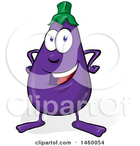 Clipart of a Cartoon Eggplant Mascot - Royalty Free Vector Illustration by Domenico Condello